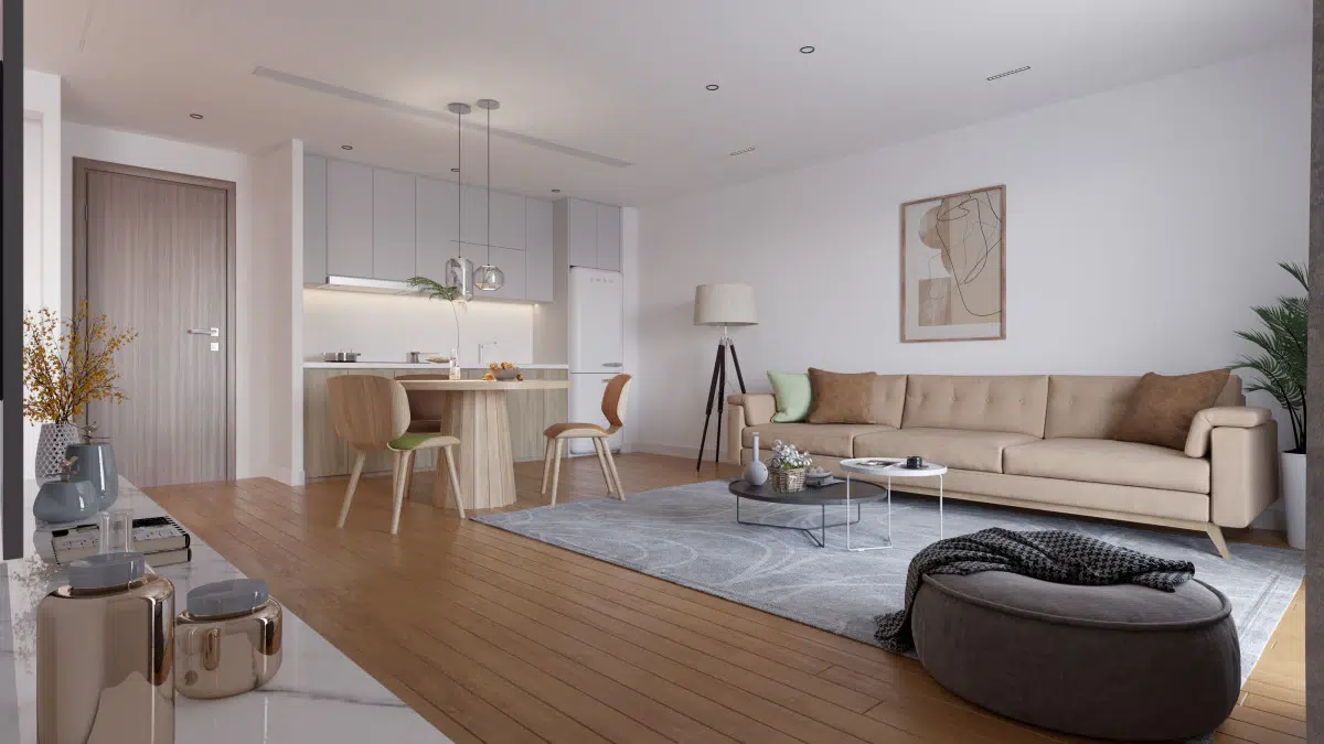 Proposition d'aménagement du séjour d'un appartement T2 au sein de la résidence BIANCARELLO à Ajaccio