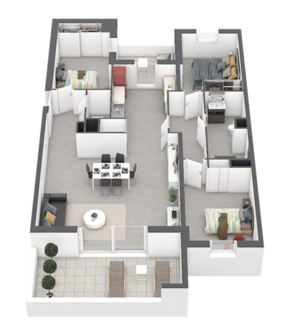 Penthouse T4 de 96 m² avec terrasses et garage à Ajaccio – Résidence Alba diapo 5