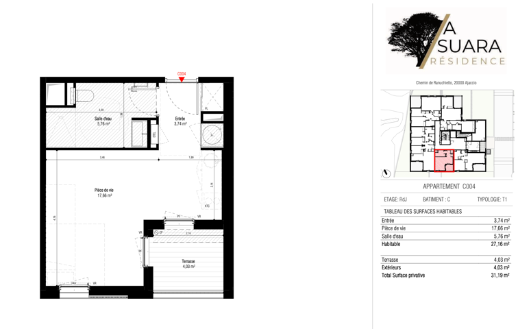 Programme A SUARA à Ajaccio. C004 : STUDIO neuf en VEFA avec terrasse et stationnement privatif photo 2